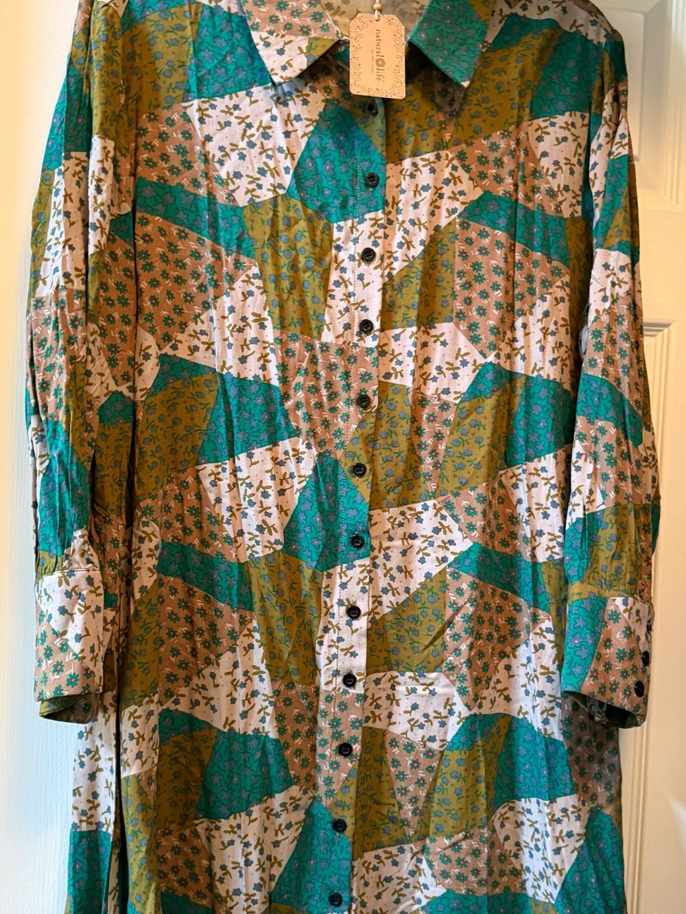 NATURAL LIFE Midi Button Front Rayon Dress-XL